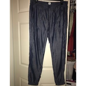 Denim drawstring waist jogger style pants